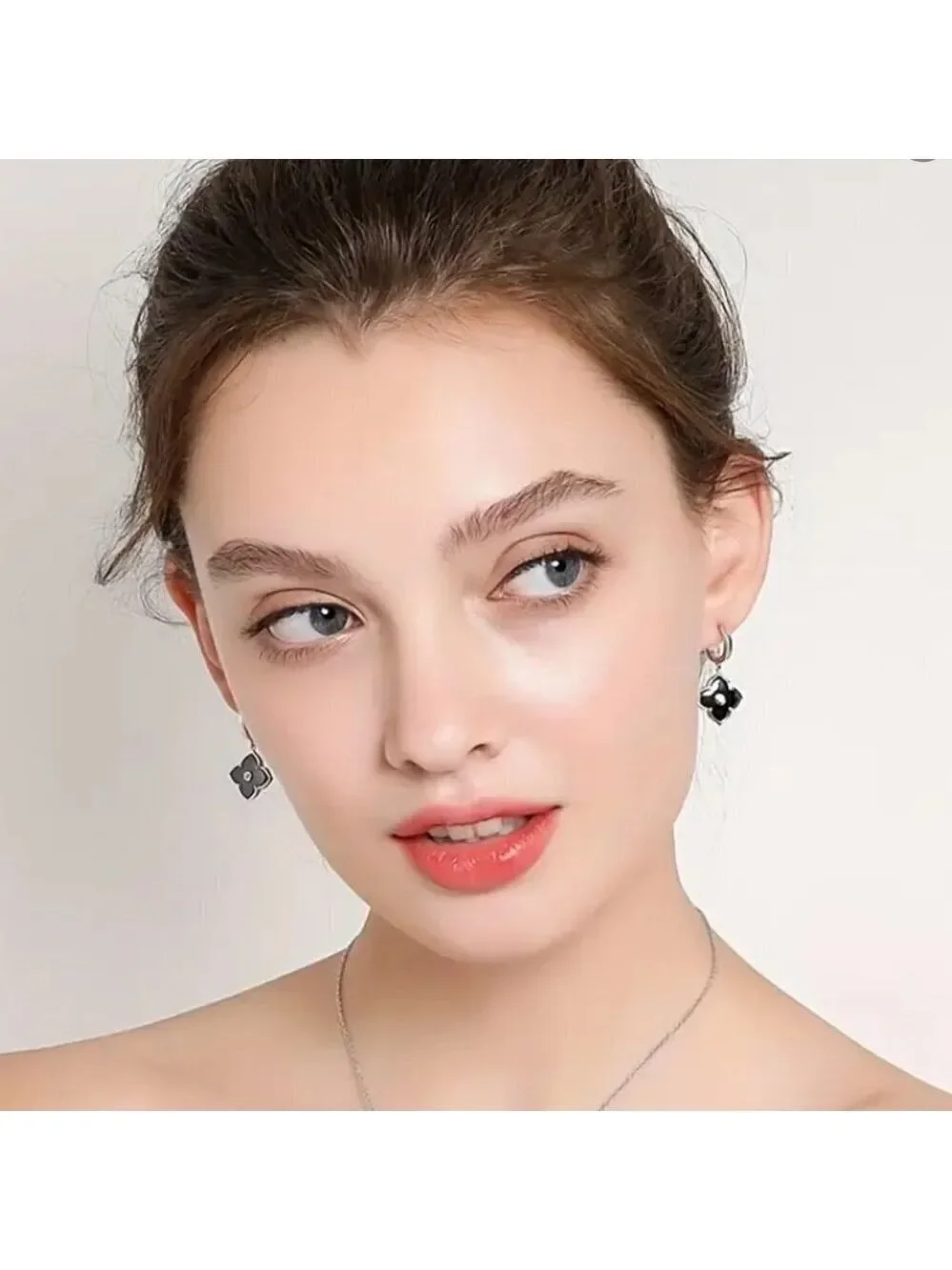 Sterling 925 Silver Jewelry White Flower Design Dangle Earrings